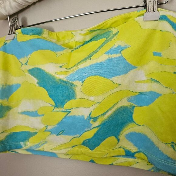 BP Tube Top Crop Strapless Blue Yellow Tie-Dye Casual Summer Vacation Neutral - Picture 6 of 9